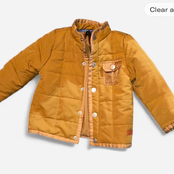 7 For All Mankind Kids Puffer Jacket in Mustard Yellow - Picture 1 of 2